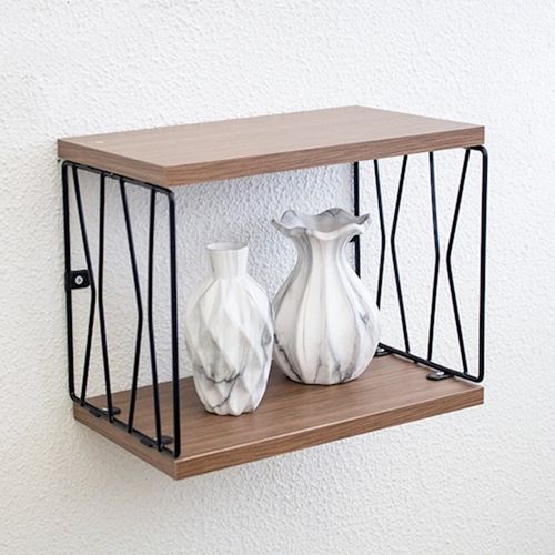 Nicho decorativo pequeno - Linha Safari - Aramado com madeira