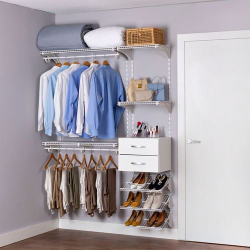 Armário aramado kit 12 - Closet ou quarto com módulo de madeira