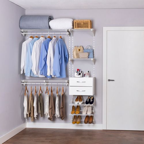 Armário aramado kit 12 - Closet ou quarto com módulo de madeira
