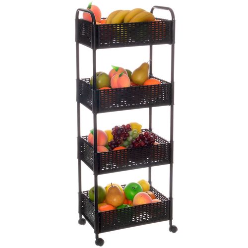 Fruteira Chão Cozinha Multiuso Cesta de Frutas 4 Prateleiras