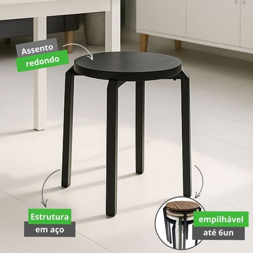Kit 4 Banquetas para Cozinha Madeira Metalon Multiuso