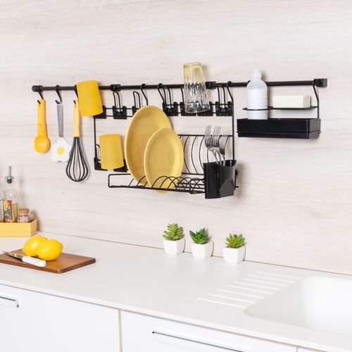 Kit Cozinha Suspensa Escorredor Louça de Parede Kit 6