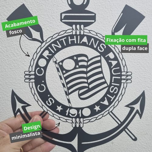 Placa Decorativa Timão Em Aço com Fita Dupla Face