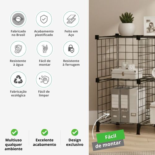 Estante Aramada de Organização - 8 Nichos