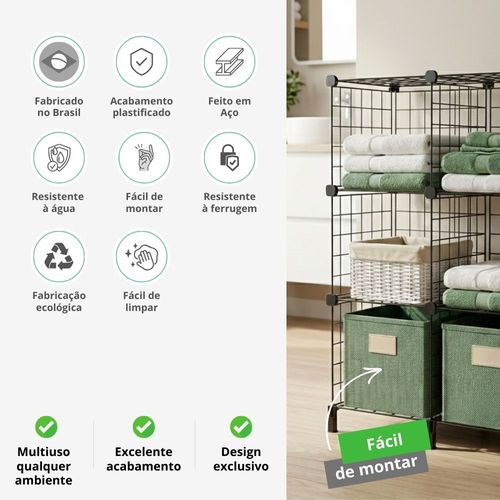 Estante para Livros Aramado para Roupas e Objetos 6 Nichos