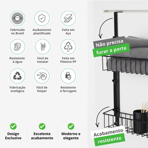Cesto organizador aramado duplo para porta e parede