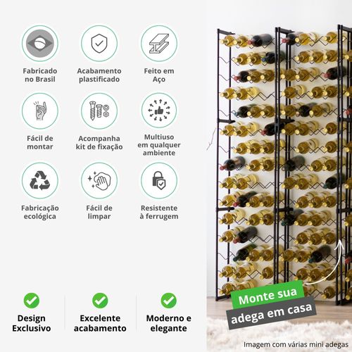 Mini Adega Aramado para 20 garrafas de vinho