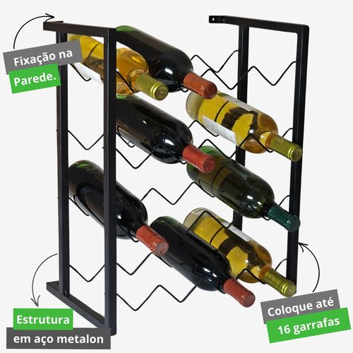 Mini Adega de Parede Aço Metalon 16 Garrafas