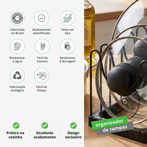 Organizador de Armário de Cozinha para Tampas e Frigideiras