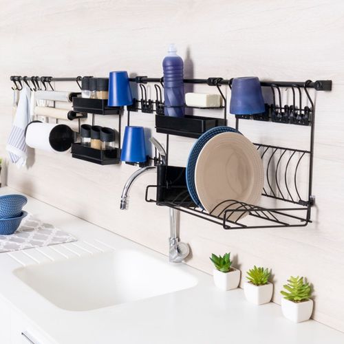 Kit Cozinha Suspensa Escorredor Louça de Parede Kit 14